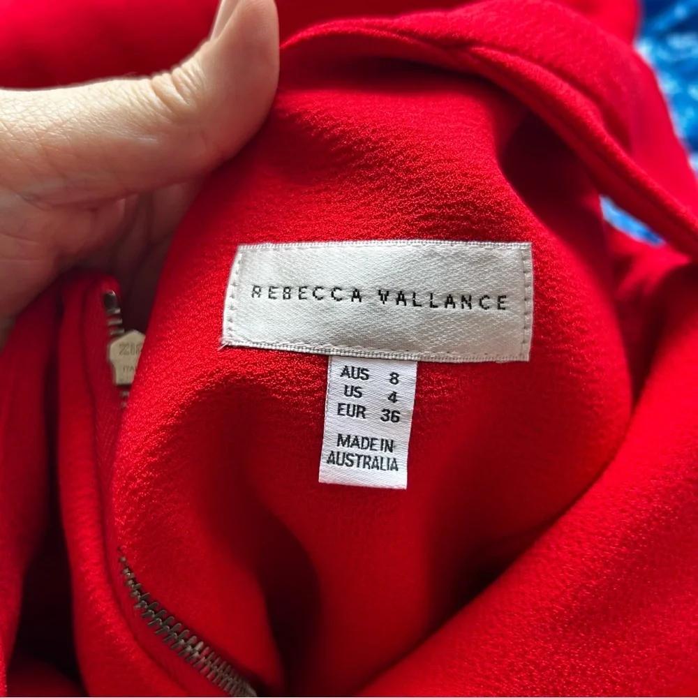 Rebecca Vallance Red Mermaid Gown Halter Formal Maxi Dress Size 4 - Picture 6 of 14